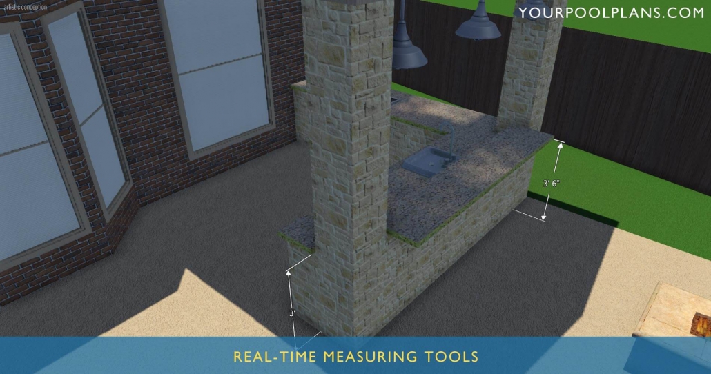 3d swimming pool design software real time measuring
