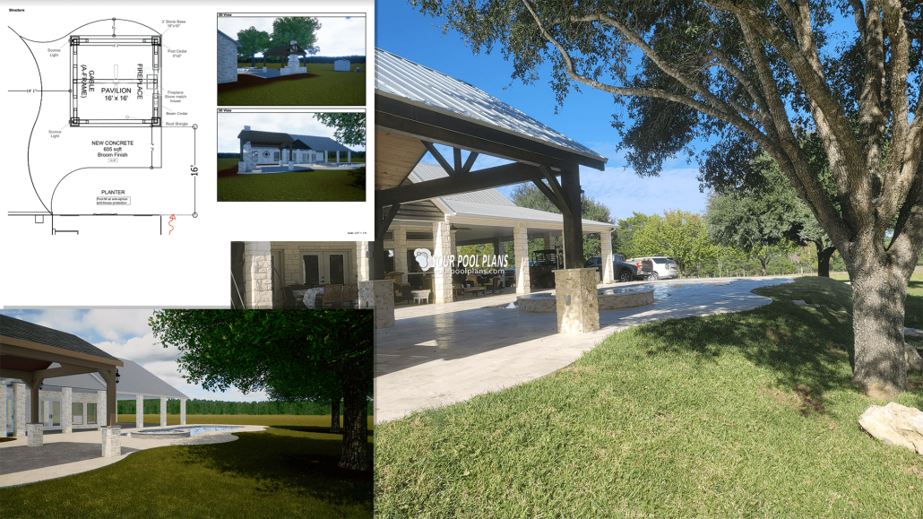 Pool designers online pool permit plans showing before and after