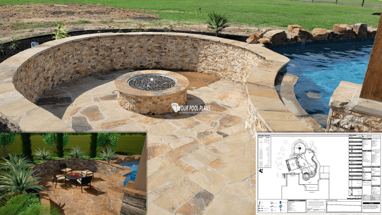 Pool designers online pool permit plans showing before and after