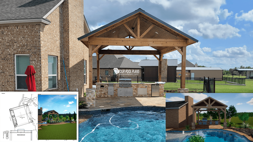 Pool designers online pool permit plans showing before and after