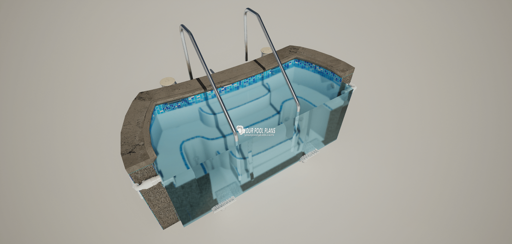 custom 3d swimming pool model structural cross section