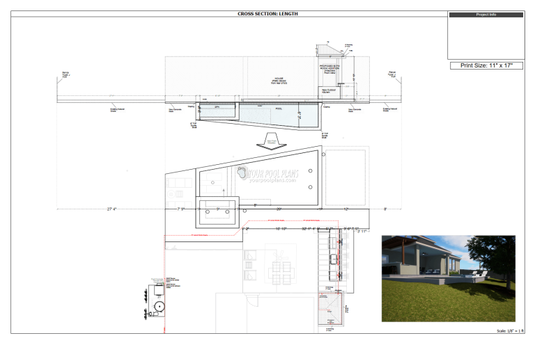 Residential swimming pool cross section drawings