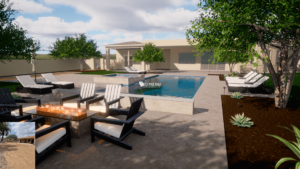 Pool plans Arizona 3D rendering