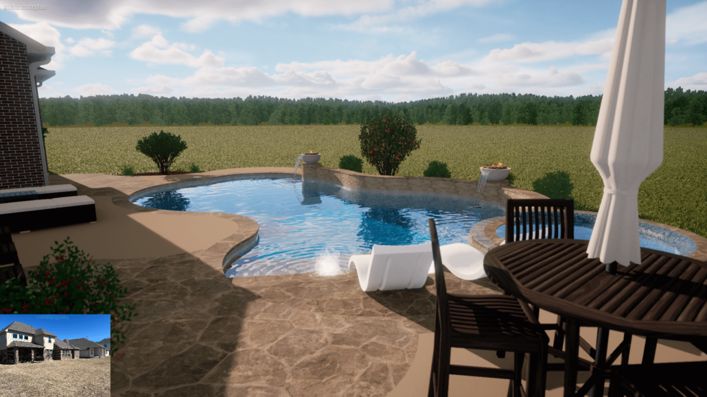 Pool plans Austin Texas 3D rendering