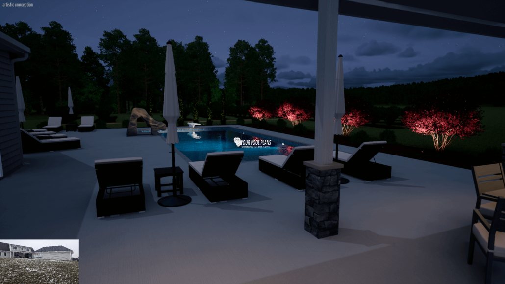 Pool plans New York 3D rendering example