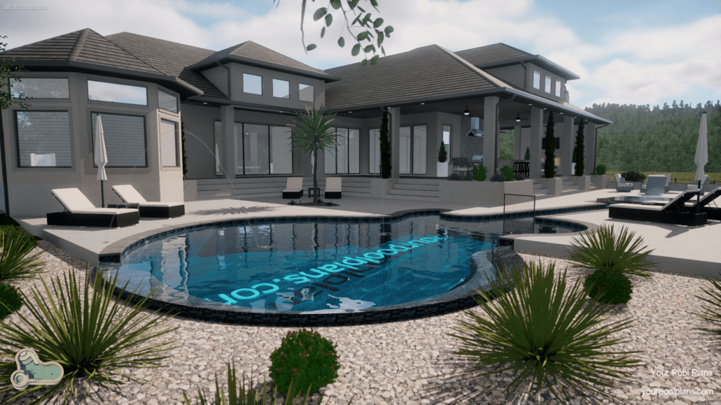 Pool permit plans Alabama 3D rendering