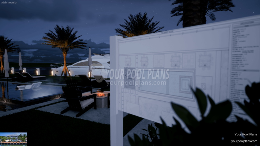 Pool permit plans Texas 3D rendering