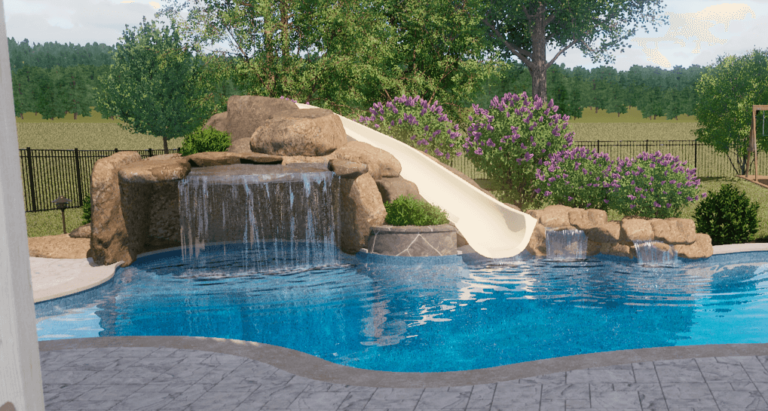 grotto pool design 3D rendering