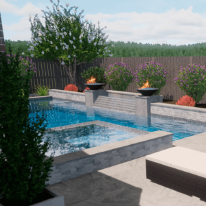 raised pool beam features design 3D example