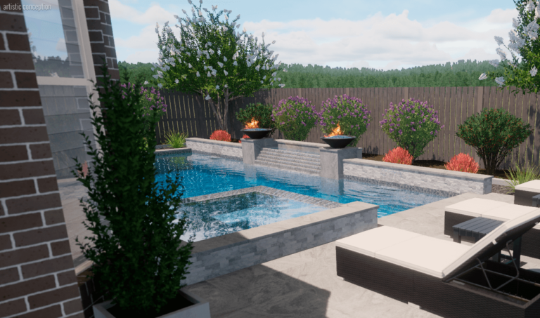 raised pool beam features design 3D example