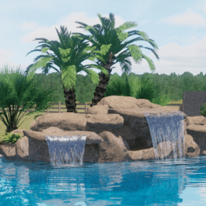 pool waterfall design in 3d
