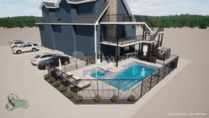 Pool permit plans, pool design plans, North Carolina 3D rendering example