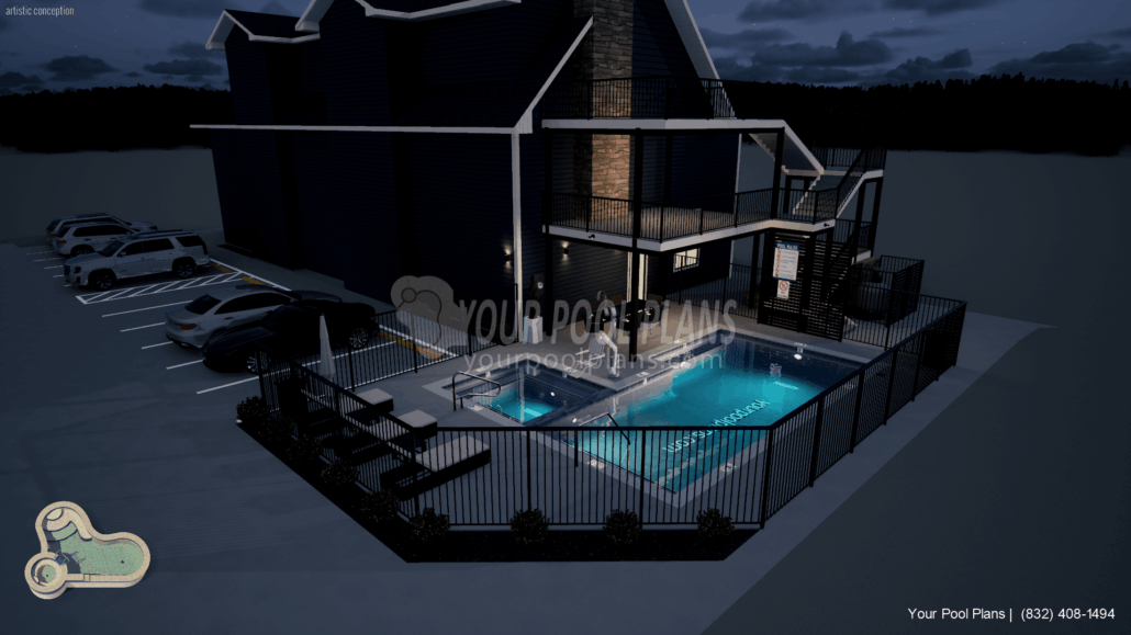 Pool permit plans, pool design plans, North Carolina 3D rendering example