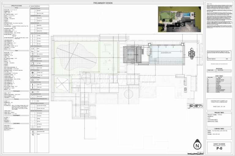 Pool permit plans, pool design plans, South Carolina 2D drawing example