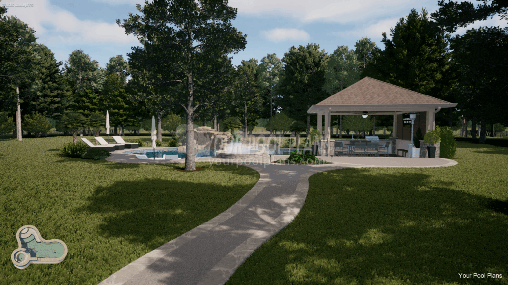 Arkansas swimming pool design plans for permit 3d rendering example