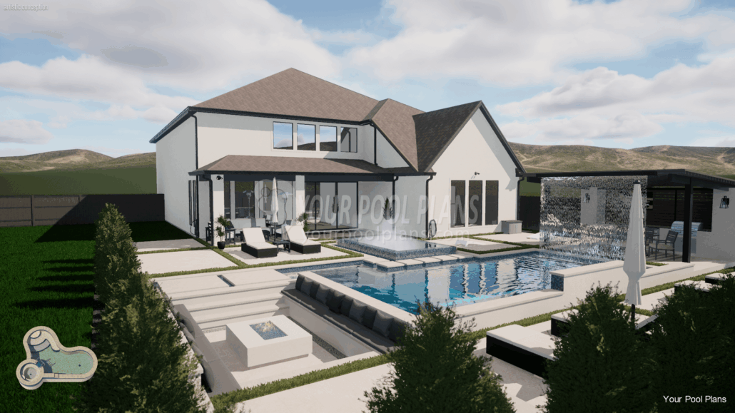 Nevada swimming pool design plans for permit 3d rendering example