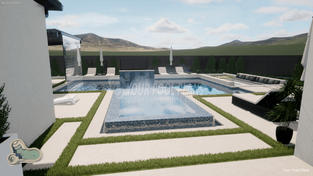 Nevada swimming pool design plans for permit 3d rendering example