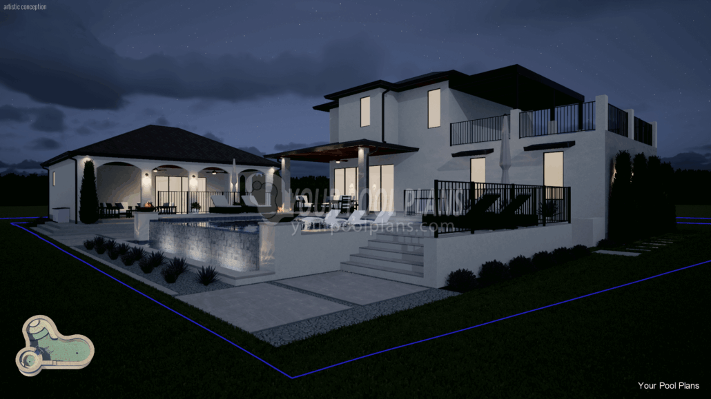 New Mexico pool design plans for permit 3d rendering example