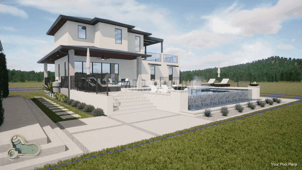 New Mexico pool design plans for permit 3d rendering example