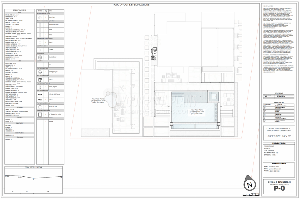 New Mexico swimming pool design plans blueprint example