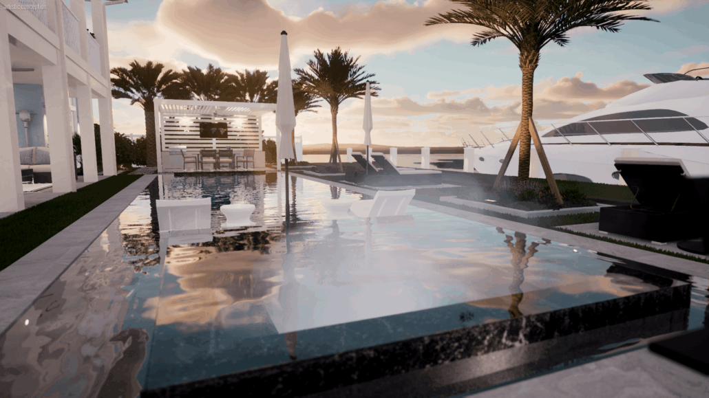 High end swimming pool design services example 3D rendering
