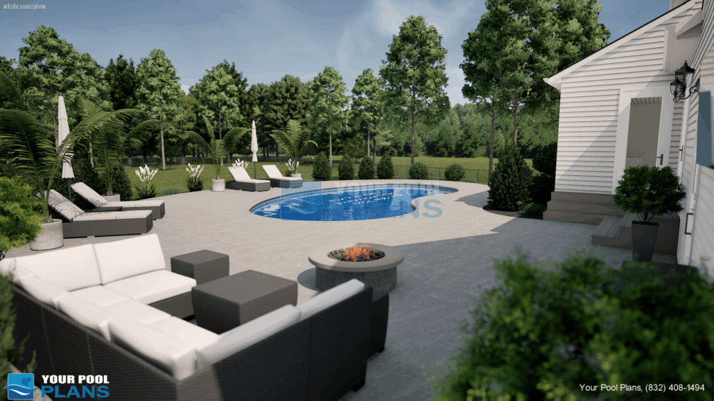 Connecticut swimming pool plans 3D rendering