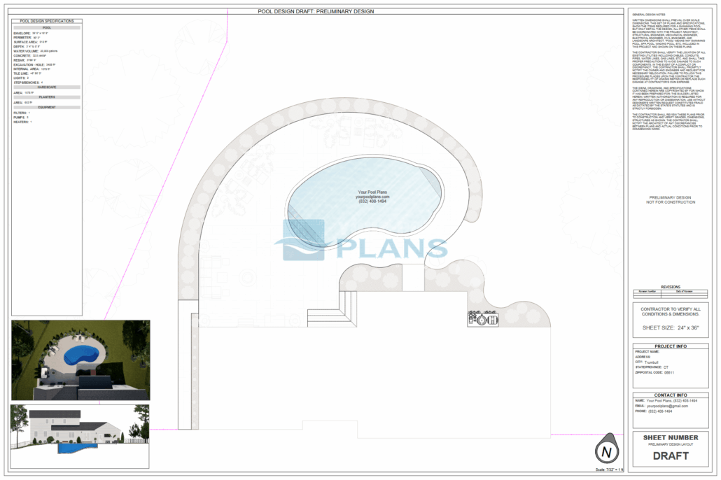 Connecticut swimming pool plans and blueprint drawings
