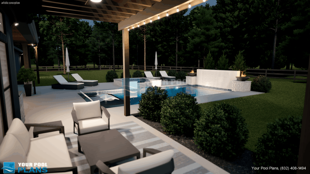 Iowa swimming pool design services 3D rendering example