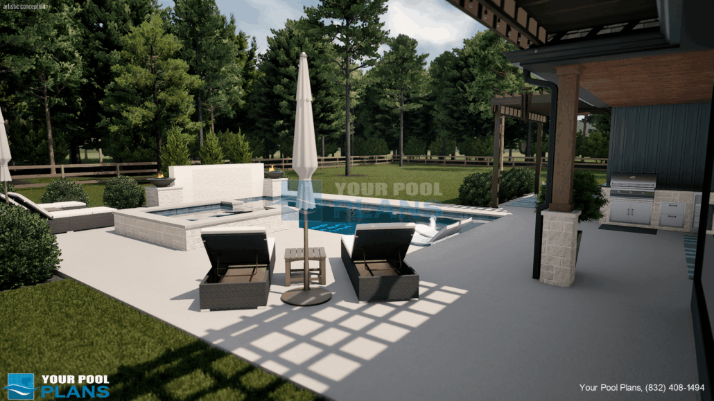 Iowa swimming pool design services 3D rendering example