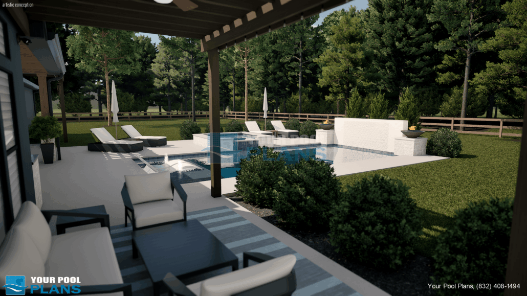 Iowa swimming pool design services 3D rendering example