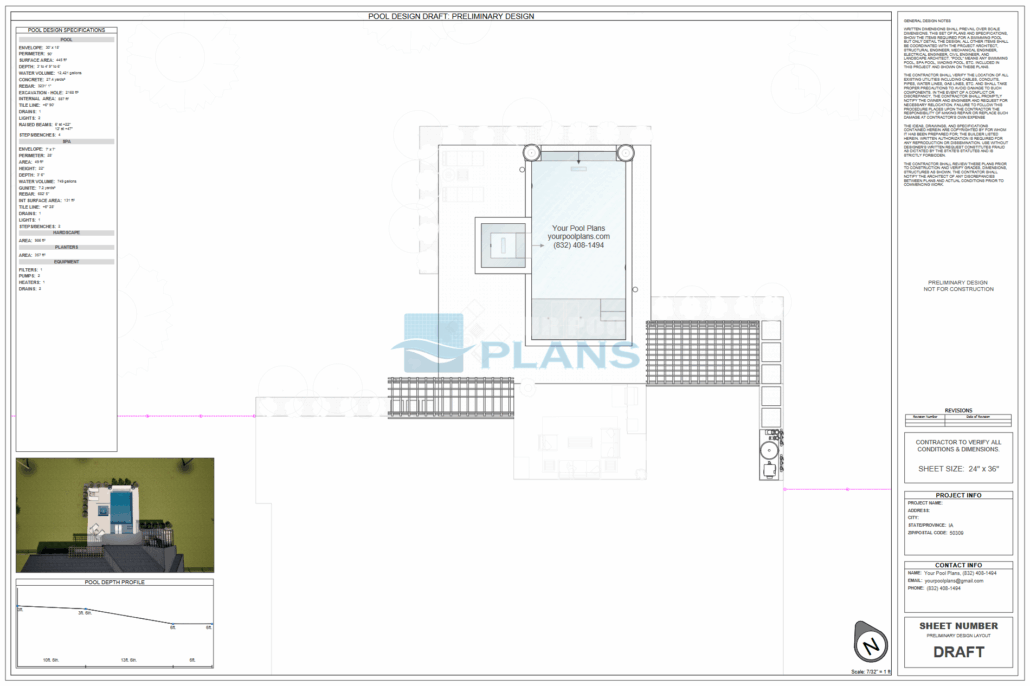 Iowa swimming pool plan drawings and blueprints
