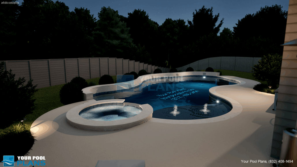 Pool design in Mississippi 3D rendering example