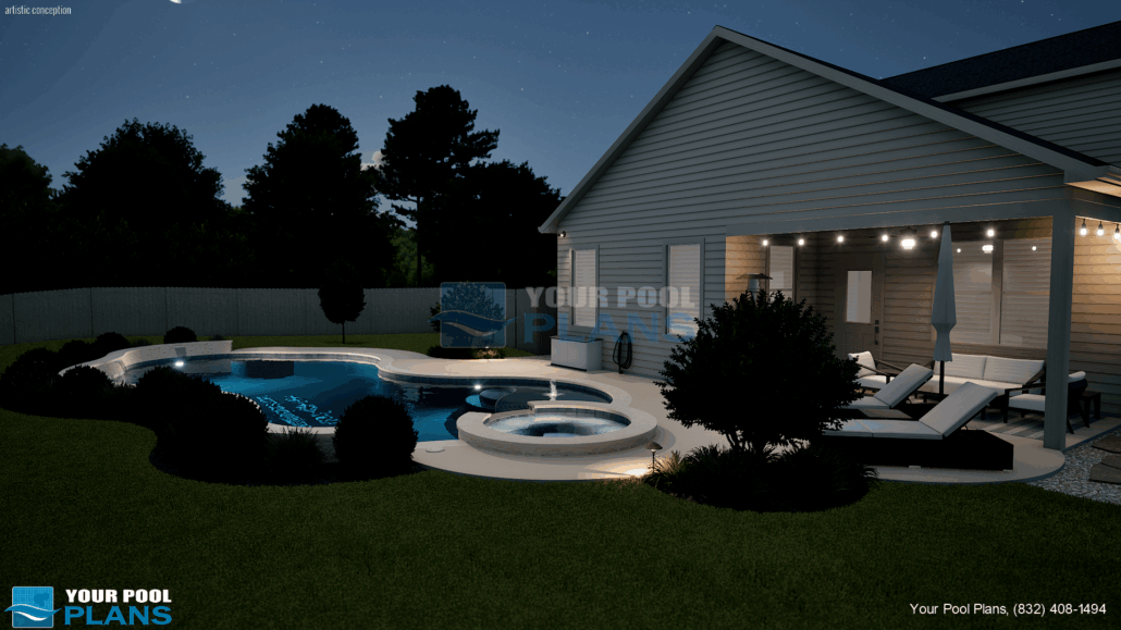 Pool design in Mississippi 3D rendering example