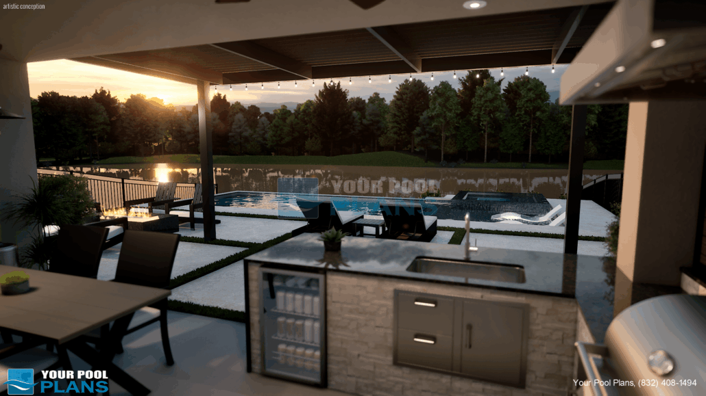Pool designs and plans Idaho 3D rendering example