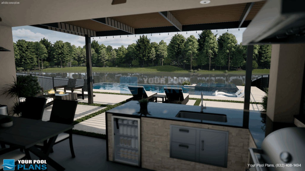 Pool designs and plans Idaho 3D rendering example