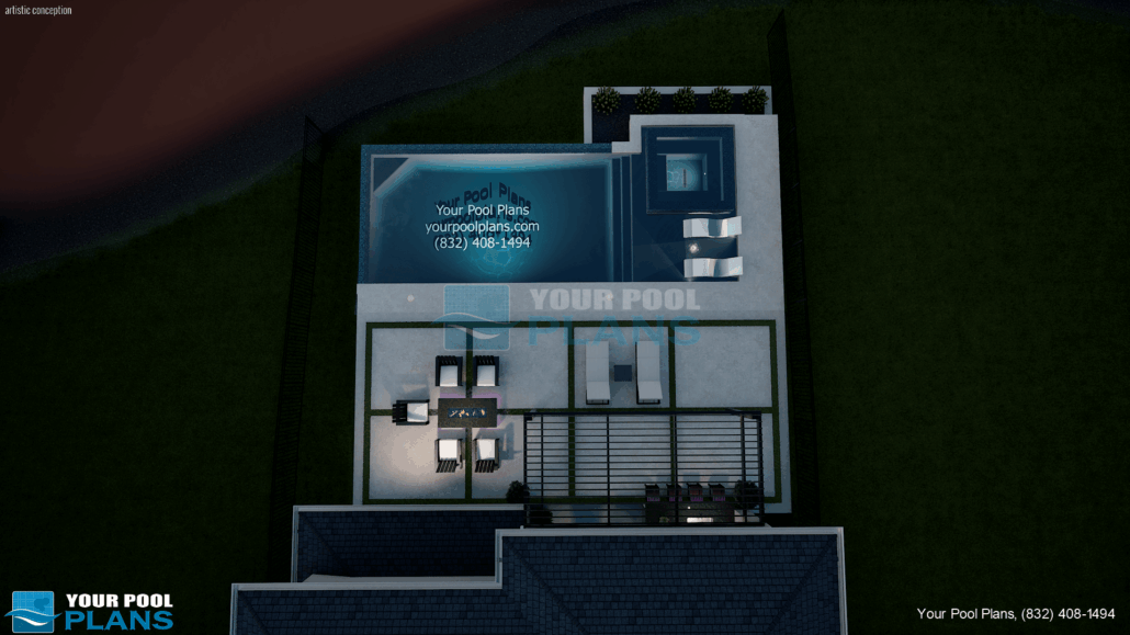 Pool designs and plans Idaho 3D rendering example