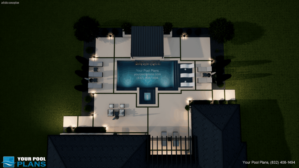 Pool designs and plans in Missouri 3D design rendering example
