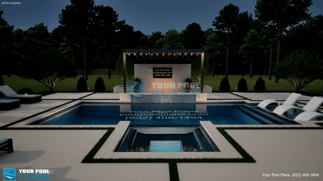 Pool designs and plans in Missouri 3D design rendering example