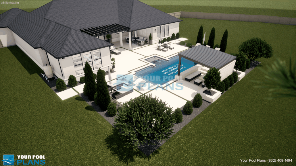 Pool designs and plans in Missouri 3D design rendering example