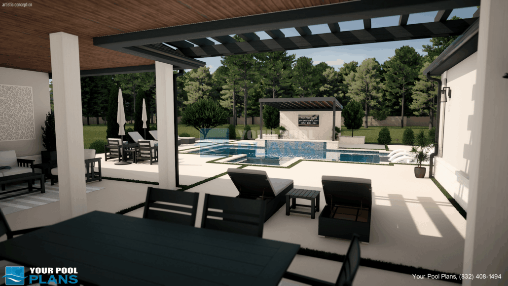 Pool designs and plans in Missouri 3D design rendering example