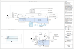 Swimming pool cross section plan drawing for permit