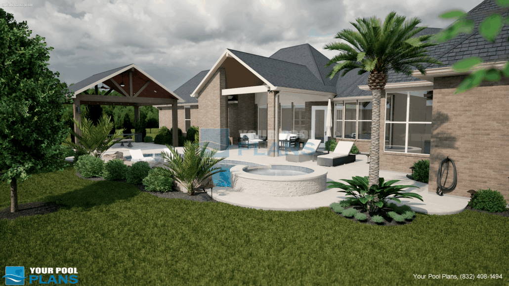 Swimming pool design and plans Indiana 3D rendering example