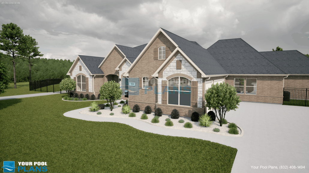 Swimming pool design and plans Indiana 3D rendering example