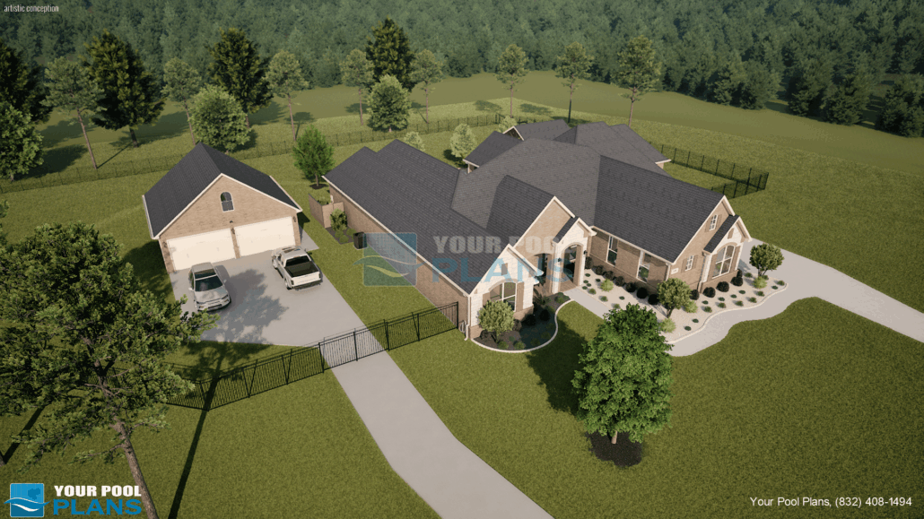 Swimming pool design and plans Indiana 3D rendering example