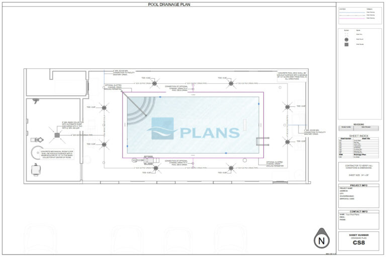 Swimming pool drainage plan drawing example