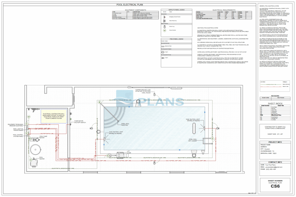Swimming pool electrical plan drawing for permit
