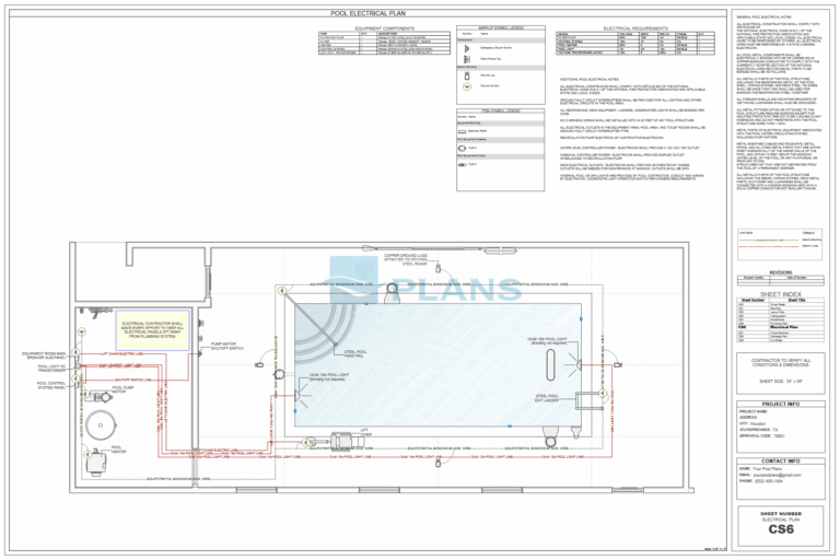 Swimming pool electrical plan drawing for permit