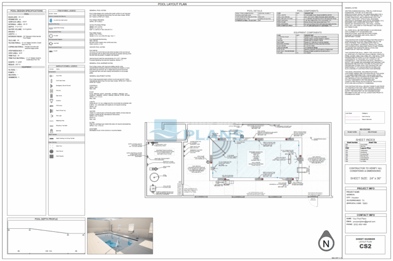 Swimming pool layout plan drawing for permit