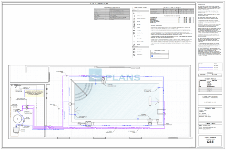 Swimming pool plumbing plan drawing for permit