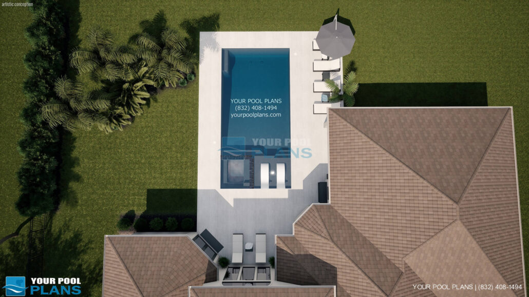 Pool design services in Kansas 3D pool design example top view
